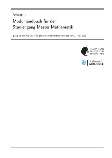 Modulhandbuch M.Sc. Mathematik - Fachbereich Mathematik ...