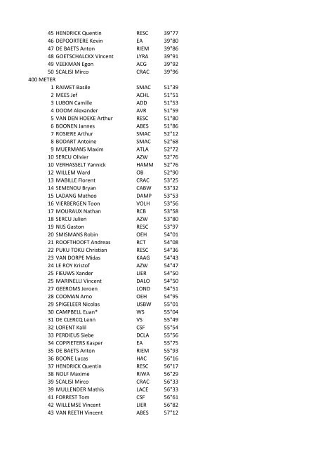 Indoor 2013 scholieren jongens 60 METER 1 ALAERTS Martin ... - Val