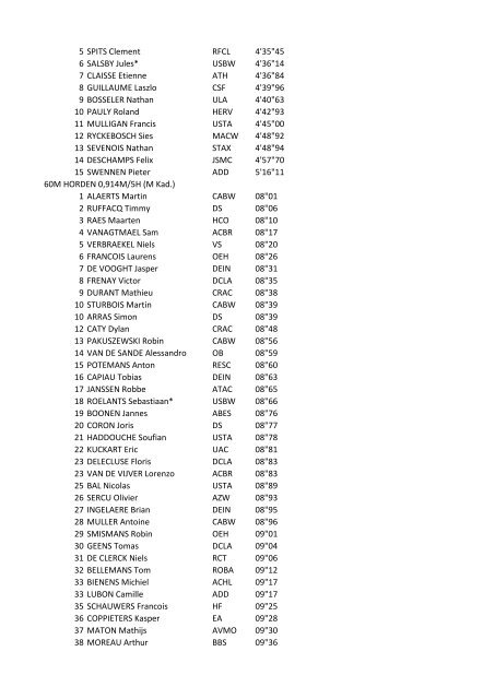 Indoor 2013 scholieren jongens 60 METER 1 ALAERTS Martin ... - Val