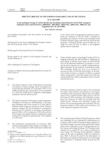 Directive 2009/31/EC of the European Parliament and of ... - EUR-Lex