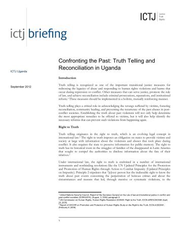 Truth Telling and Reconciliation in Uganda - International Center for ...