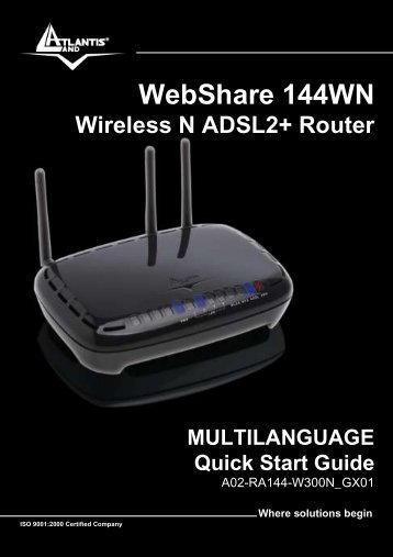 WebShare 144WN Wireless N ADSL2+ Router ... - Atlantis Land