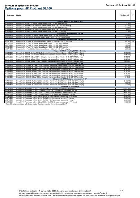 Catalogue Serveurs et Options HP ProLiant - Hewlett-Packard ...