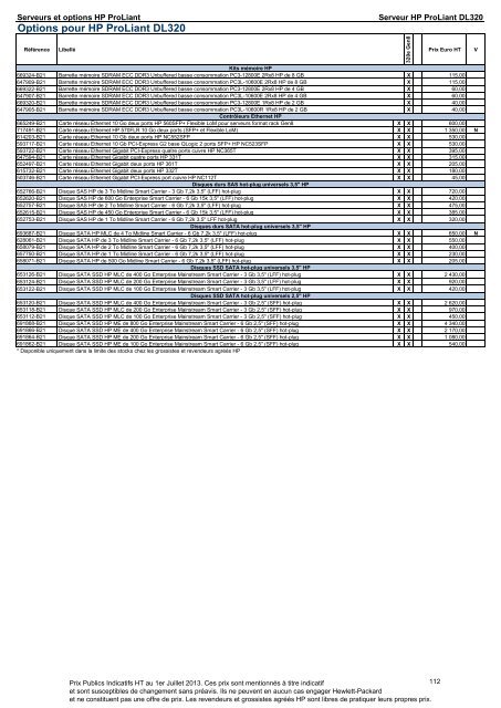 Catalogue Serveurs et Options HP ProLiant - Hewlett-Packard ...