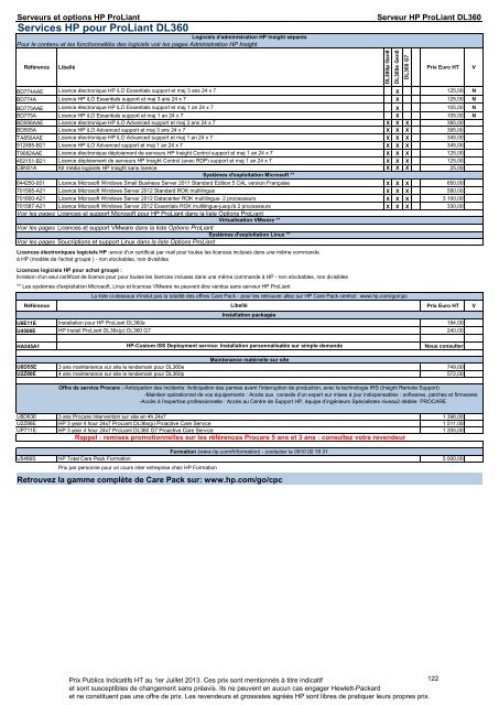 Catalogue Serveurs et Options HP ProLiant - Hewlett-Packard ...