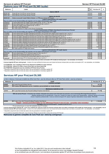 Catalogue Serveurs et Options HP ProLiant - Hewlett-Packard ...