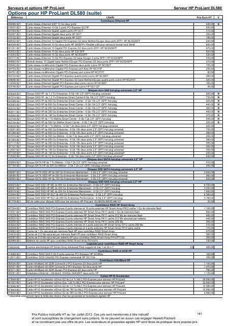 Catalogue Serveurs et Options HP ProLiant - Hewlett-Packard ...