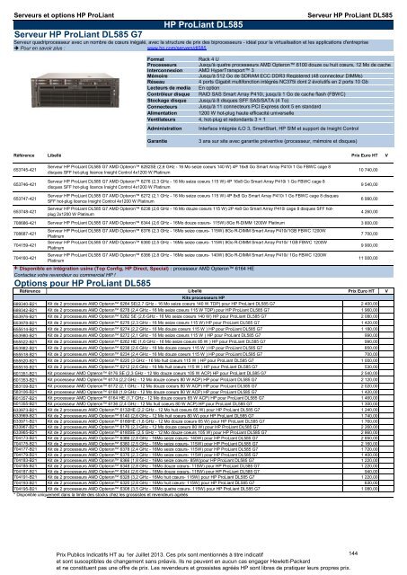 Catalogue Serveurs et Options HP ProLiant - Hewlett-Packard ...