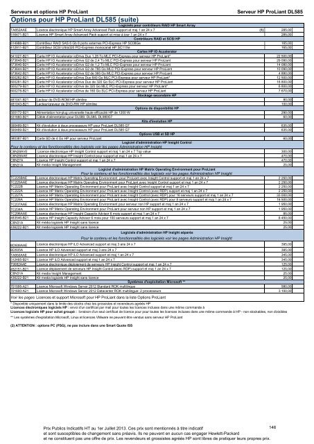 Catalogue Serveurs et Options HP ProLiant - Hewlett-Packard ...