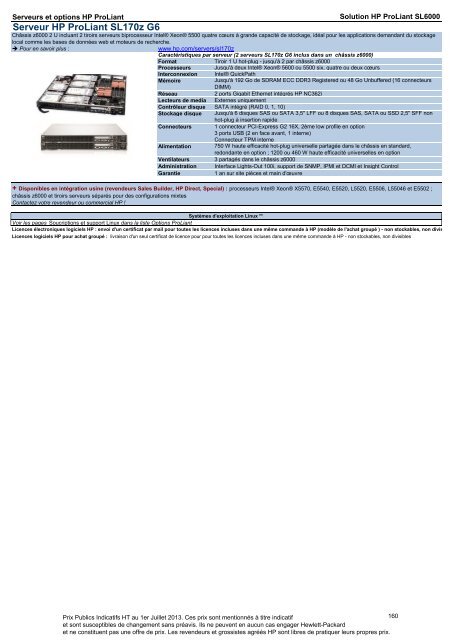 Catalogue Serveurs et Options HP ProLiant - Hewlett-Packard ...