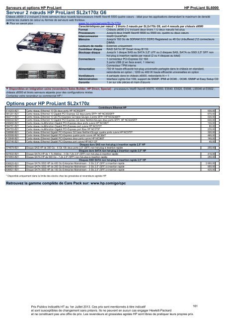 Catalogue Serveurs et Options HP ProLiant - Hewlett-Packard ...