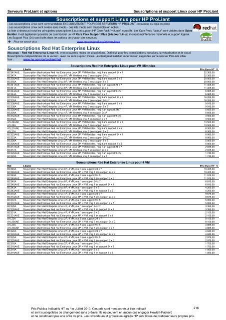 Catalogue Serveurs et Options HP ProLiant - Hewlett-Packard ...