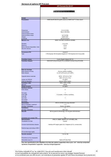 Catalogue Serveurs et Options HP ProLiant - Hewlett-Packard ...