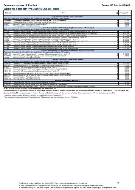 Catalogue Serveurs et Options HP ProLiant - Hewlett-Packard ...