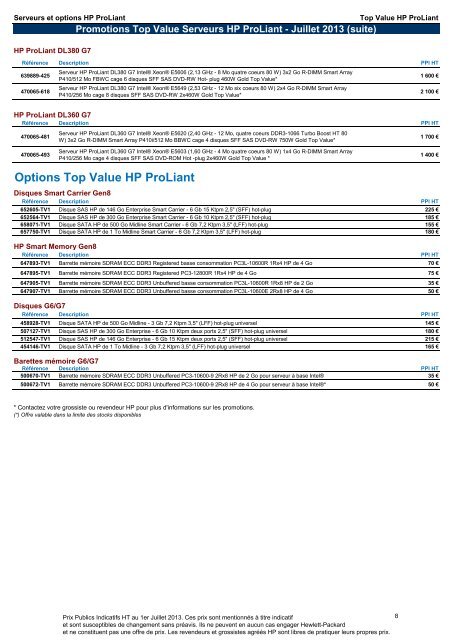 Catalogue Serveurs et Options HP ProLiant - Hewlett-Packard ...