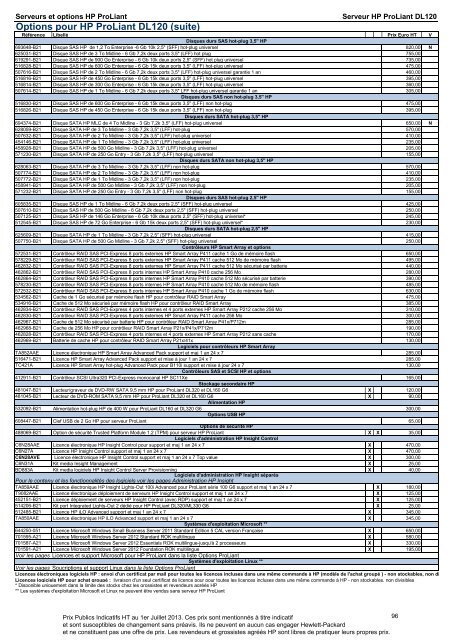 Catalogue Serveurs et Options HP ProLiant - Hewlett-Packard ...