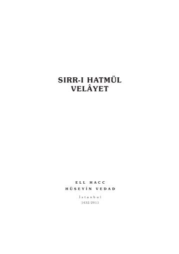 SIRR-I HATMÃL VELÃYET.qxp - Huvallahu