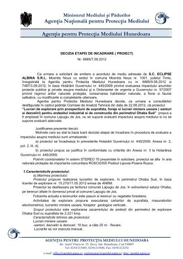 AgenÅ£ia NaÅ£ionalÄƒ pentru ProtecÅ£ia Mediului AgenÅ£ia pentru ProtecÅ£ia ...