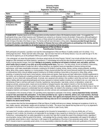 Horse Waiver - University of Idaho Extension (Ver página)