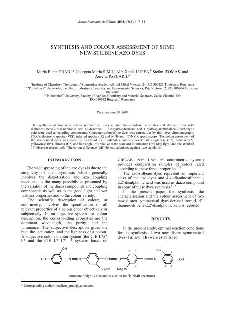 synthesis and colour assessment of some new stilbene azo dyes