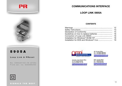 communications interface loop link 5905a - Omni Instruments