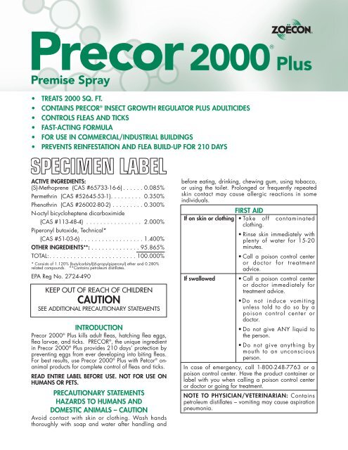 Precor 2000 Label - Connor's Pest Protection