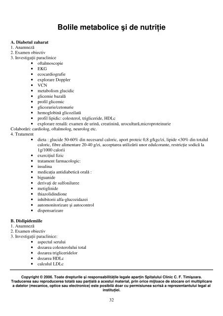 Bolile metabolice şi de nutri ie