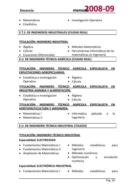 Docencia - Departamento de MatemÃ¡ticas - Universidad de Castilla ...