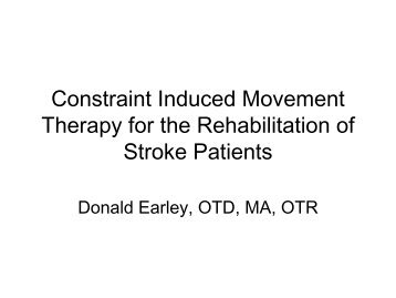 Constraint Induced Movement Therapy for Rehabilitation of Stroke ...
