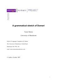 A grammatical sketch of Domari - ROMANI Project - The University ...