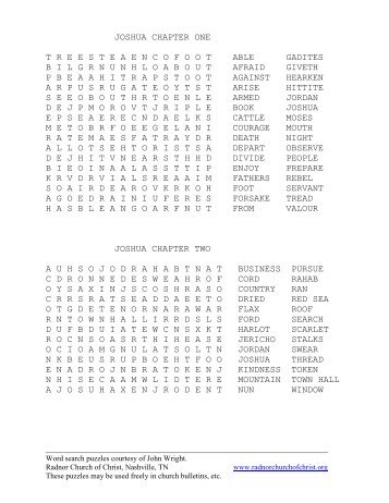 Joshua Word Search Puzzles - Woodbine Church of Christ