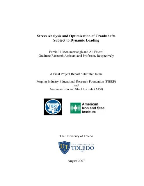 Stress Analysis and Optimization of Crankshafts Subject to Dynamic ...
