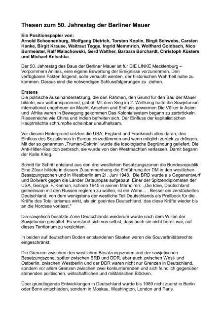 Thesen Zum 50 Jahrestag Der Berliner Mauer