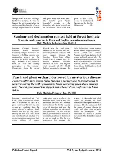 Title Pakistan Forest Digest Issue 01- A4 - Pakistan Research Group