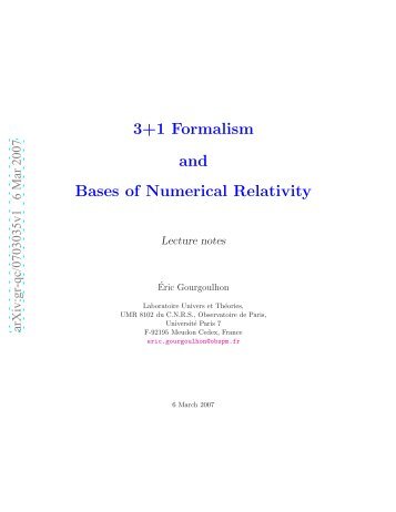 3+1 formalism and bases of numerical relativity - LUTH ...
