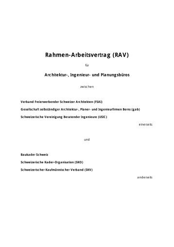 Rahmen-Arbeitsvertrag (RAV) für Architektur-, Ingenieur- und ...