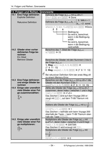 Folgen und Reihen, Grenzwerte - Pythagoras Lehrmittel