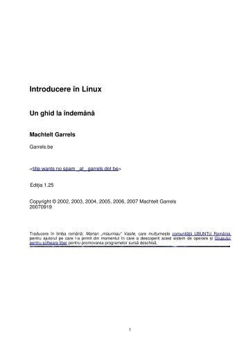 Introducere în Linux Un ghid la îndemână - "Tille" Garrels