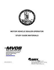 motor vehicle dealer-operator study guide materials - Virginia ...