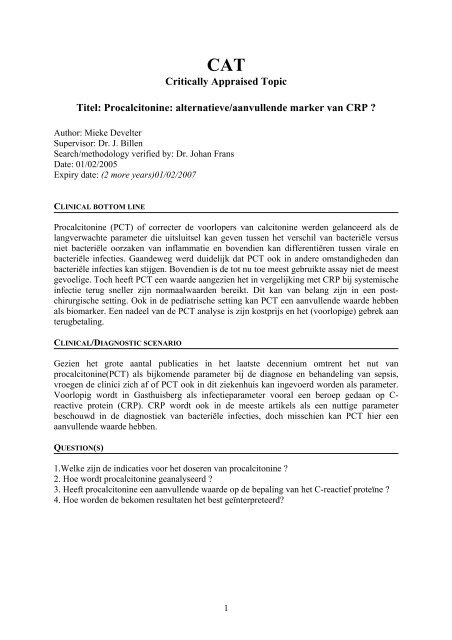 CAT HbA1c: analytische performantie en klinische ... - UZ Leuven