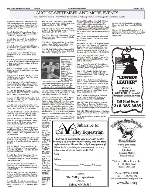 August 2010 - The Valley Equestrian Newspaper