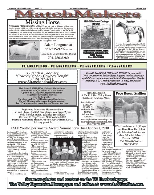 August 2010 - The Valley Equestrian Newspaper