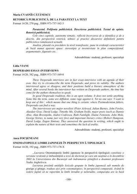 Nicolae BOTNARIUC - Editura Universitatii din Bucuresti ...