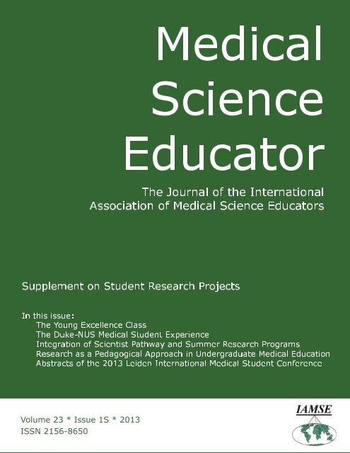 Letter from the Editor-in-Chief - Medical Science Educator - LIMSC ...