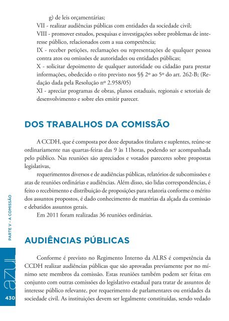 RelatÃ³rio Azul 2011 - AssemblÃ©ia Legislativa