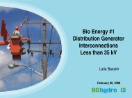 Distribution Generator Interconnection - BC Hydro - Transmission
