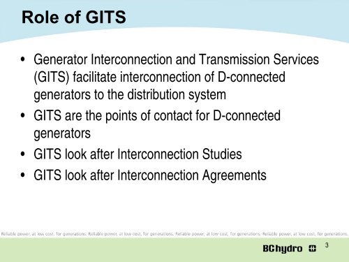 Distribution Generator Interconnection - BC Hydro - Transmission