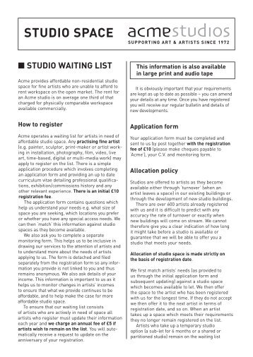 Studio Space leaflet 23.05 - Acme Studios