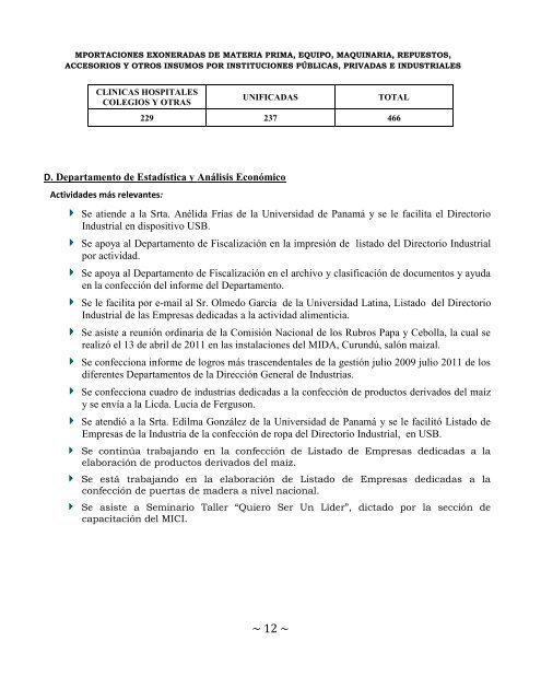 Informe Trimestral Abril, Mayo, Junio 2011 - Ministerio de Comercio ...