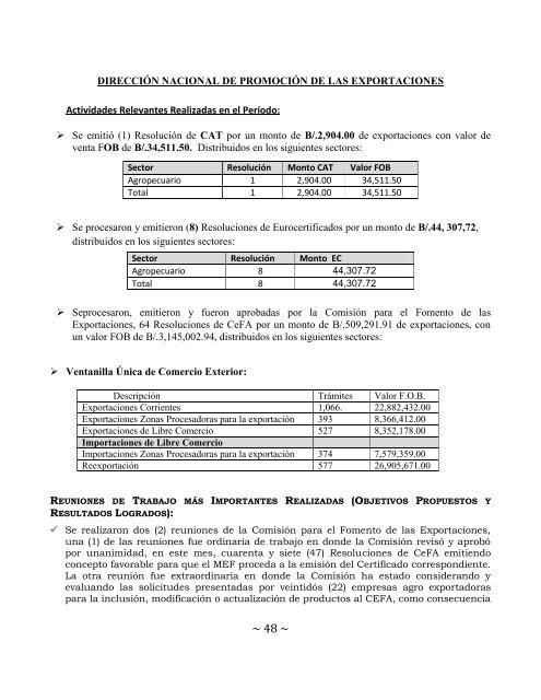 Informe Trimestral Abril, Mayo, Junio 2011 - Ministerio de Comercio ...